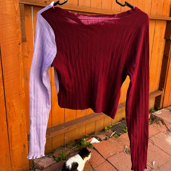 Pacsun/L.A. Hearts colorblock long sleeve crop top - Picture 2 of 5